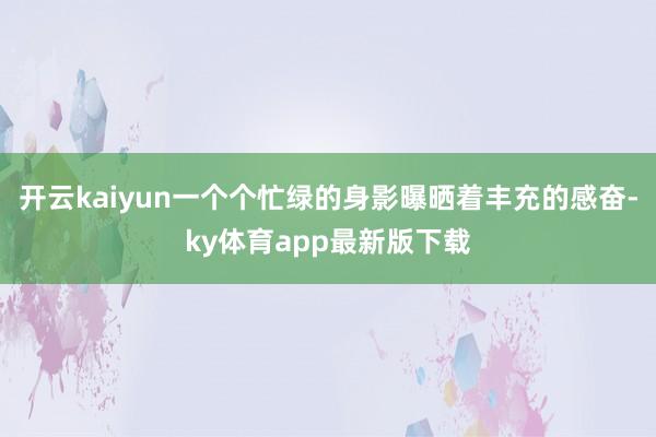 开云kaiyun一个个忙绿的身影曝晒着丰充的感奋-ky体育app最新版下载