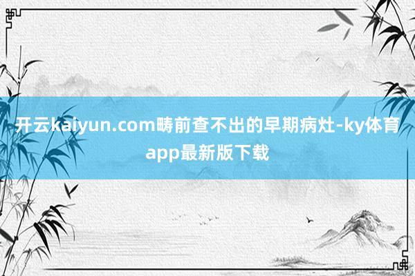 开云kaiyun.com畴前查不出的早期病灶-ky体育app最新版下载