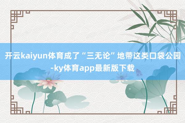 开云kaiyun体育成了“三无论”地带这类口袋公园-ky体育app最新版下载